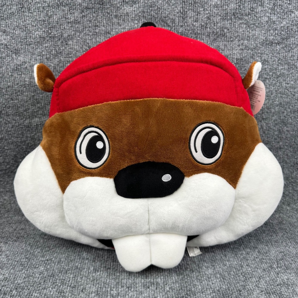 Buc-ee's Beaver Mascot Plush Head Pillow Red Hat Texas Souvenir Jaag 2022 NEW‎
